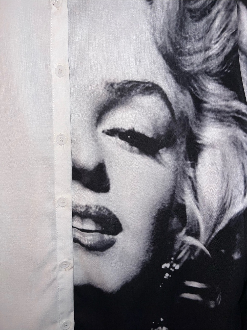 Marilyn Monroe Black & White Graphic Button-Up Shirt - Picture 2 of 5